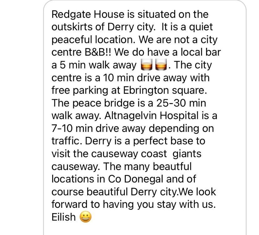 Redgate House Bed & Breakfast Londonderry Exterior foto